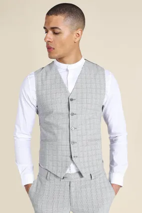 Super Skinny Check Single Breasted Vest