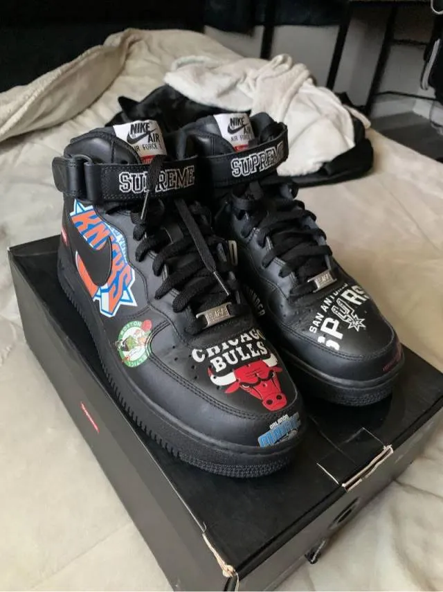Supreme x Nike Air Force 1 Mid x NBA Black