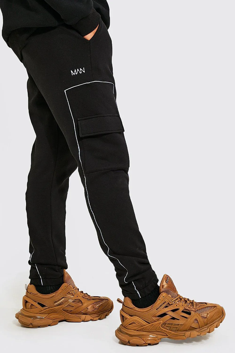 Tall Cargo Joggers With Reflective Piping