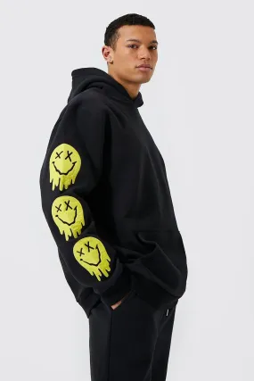 Tall Oversized Applique Badge Sleeve Hoodie