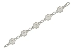 Taylor & Co. Art Deco Diamond Camphor Glass 18 Karat White Gold Link Bracelet