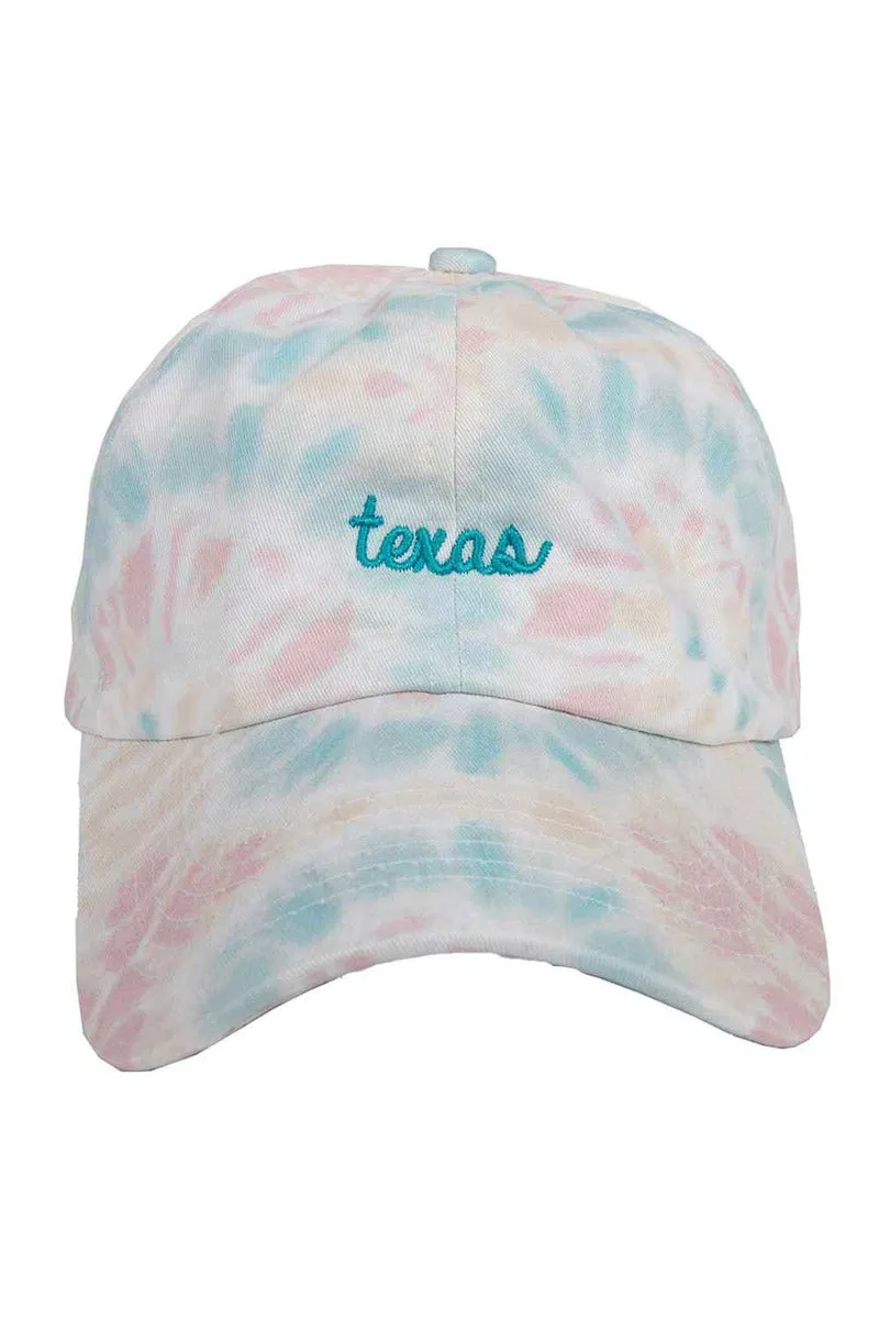 Texas Cursive Tie Dye BASEBALL Cap