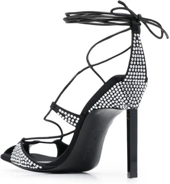 The Attico Adele 105mm crystal-embellished sandals Black