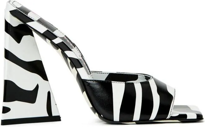 The Attico Devon 115mm zebra-print mules Black