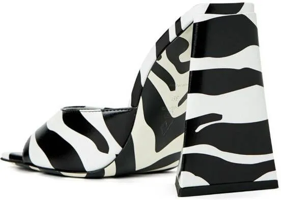The Attico Devon 115mm zebra-print mules Black