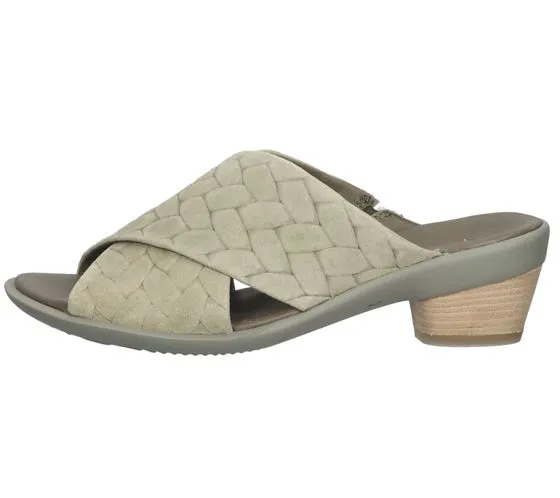 Think! Mules para mujer, sandalias de piel auténtica, pantuflas con aspecto trenzado, zapatos sin cordones 3-000594-7000 verde