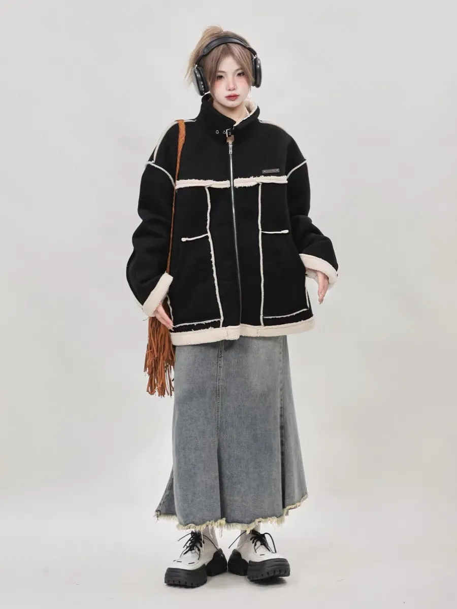 This year's popular suede fur all-in-one jacket for women in winter 2023 new thickened lamb wool cotton-padded clothes A3341