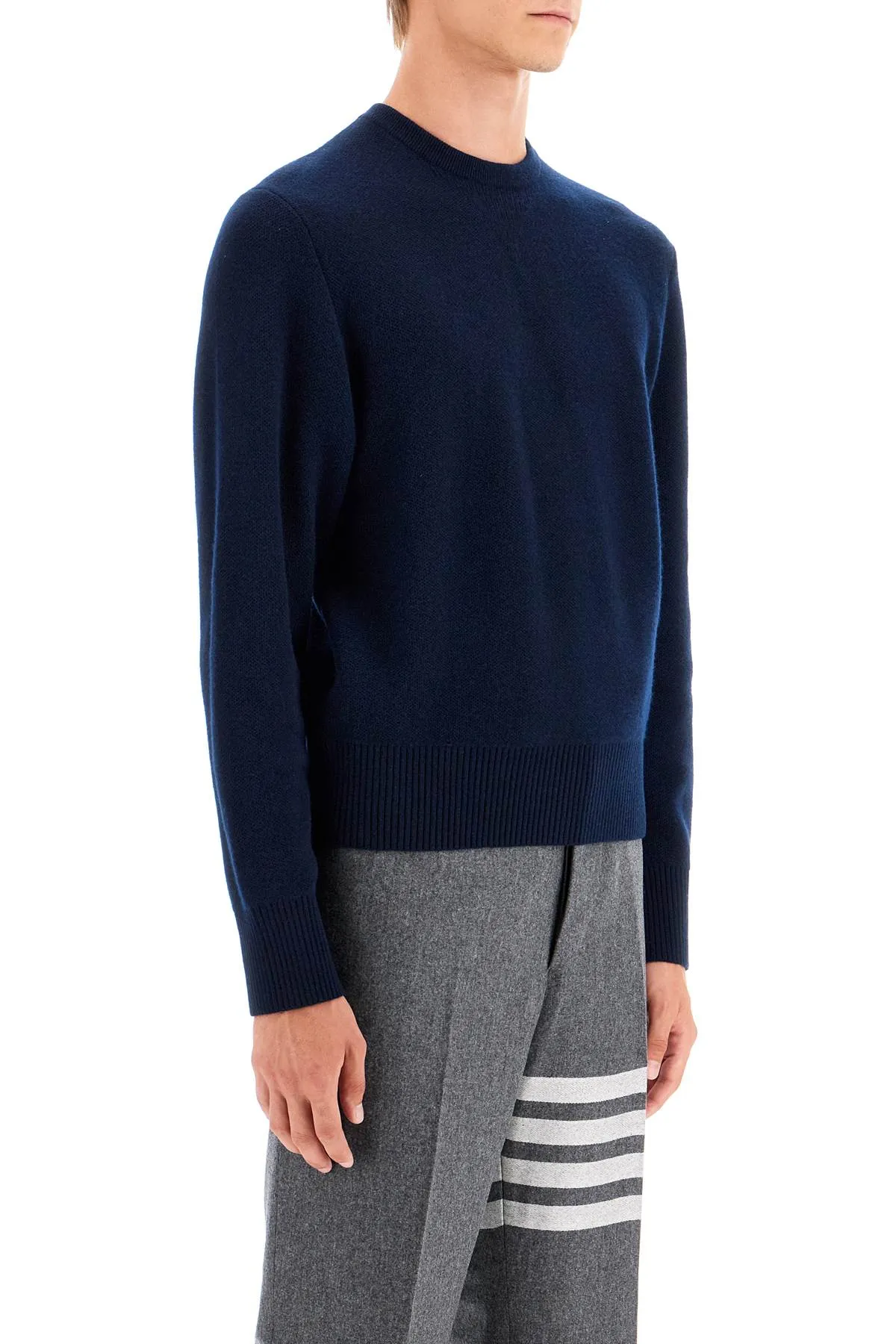 Thom Browne    Thom Browne Wool Piqué Crewneck Pullover