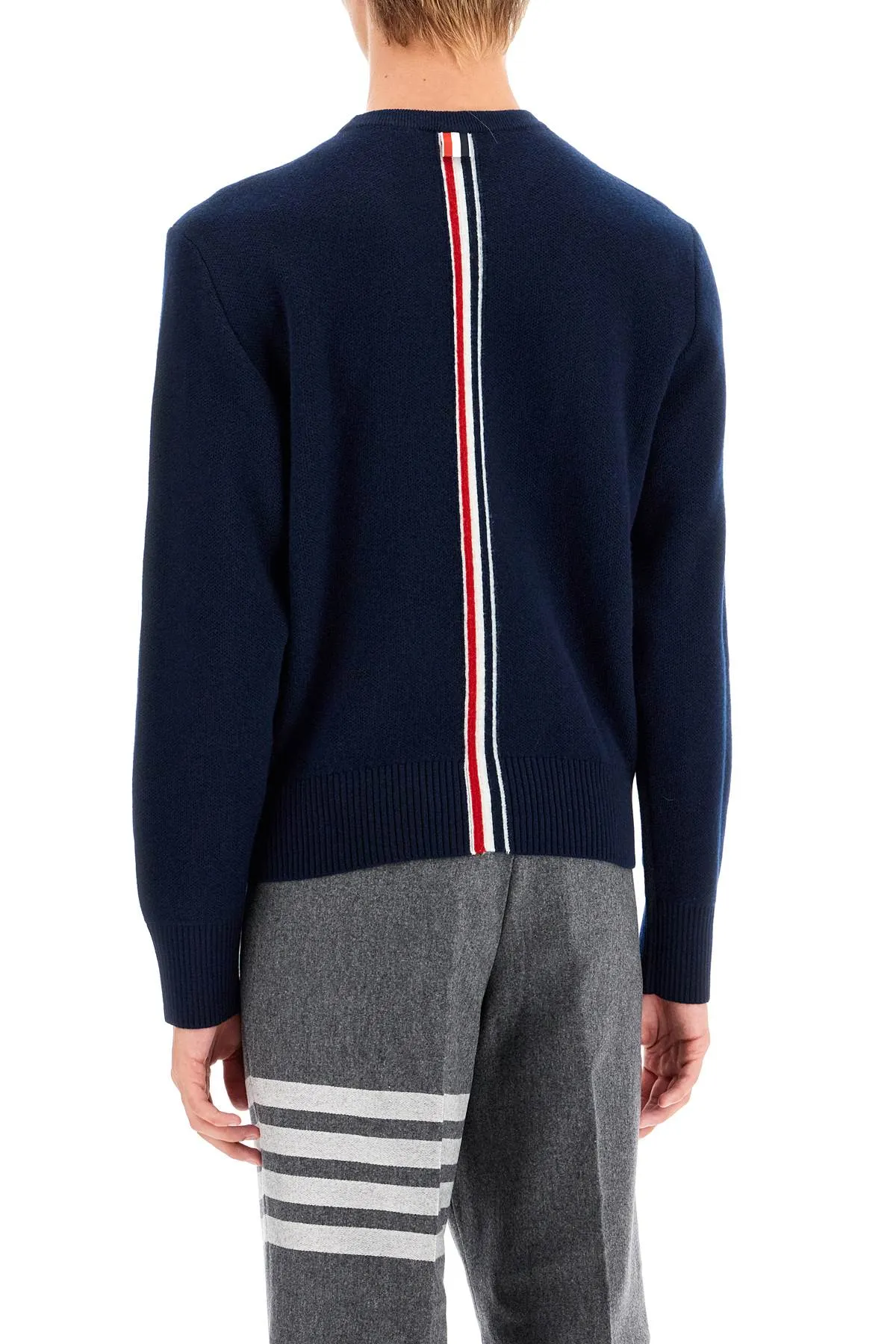 Thom Browne    Thom Browne Wool Piqué Crewneck Pullover