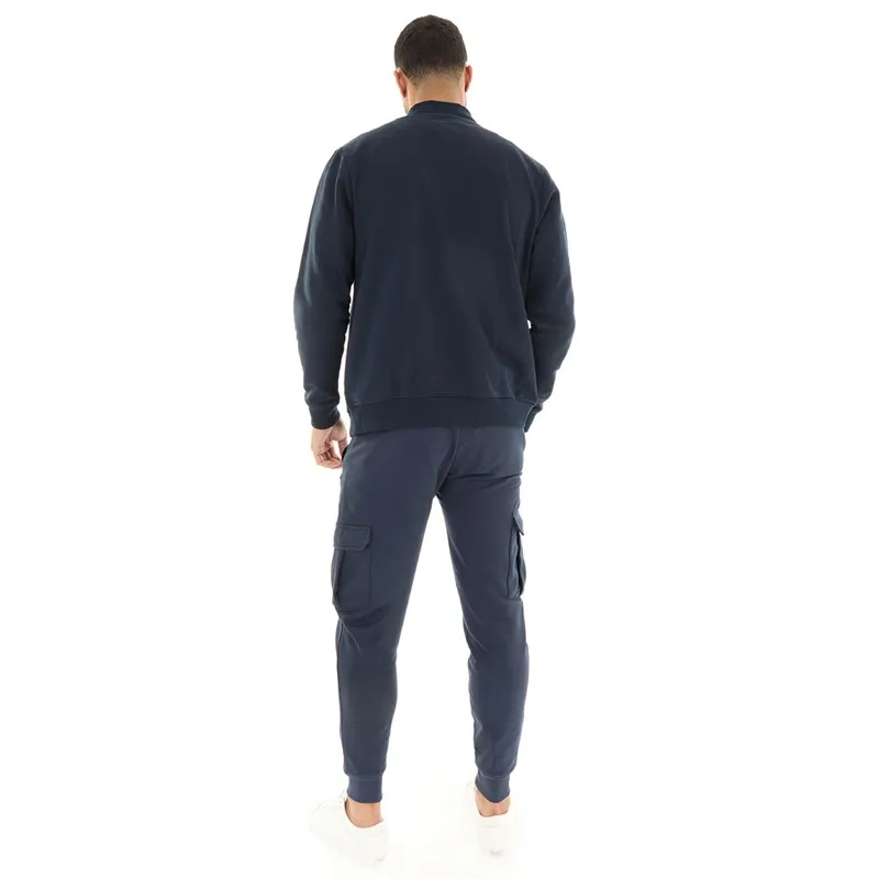 THREADBARE Mens Stefan Zip Fleece Jumper And Joggers Set Navy