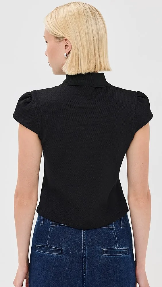 Tibi   Luxe Pique Shrunken Polo Shirt 