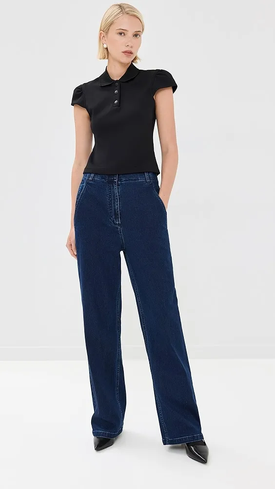 Tibi   Luxe Pique Shrunken Polo Shirt 