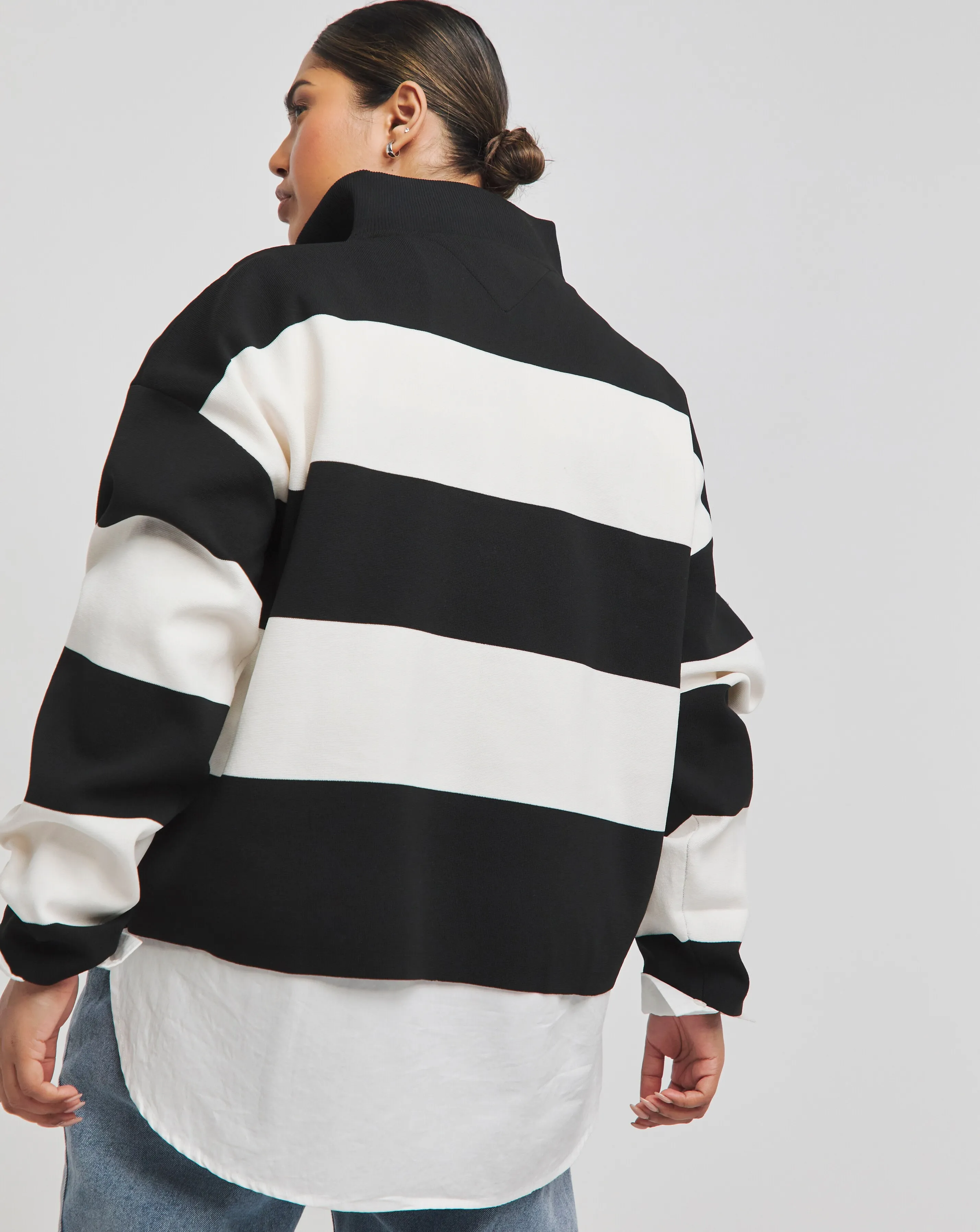 Tommy Jeans Half Zip Stripe Jumper | Simply Be