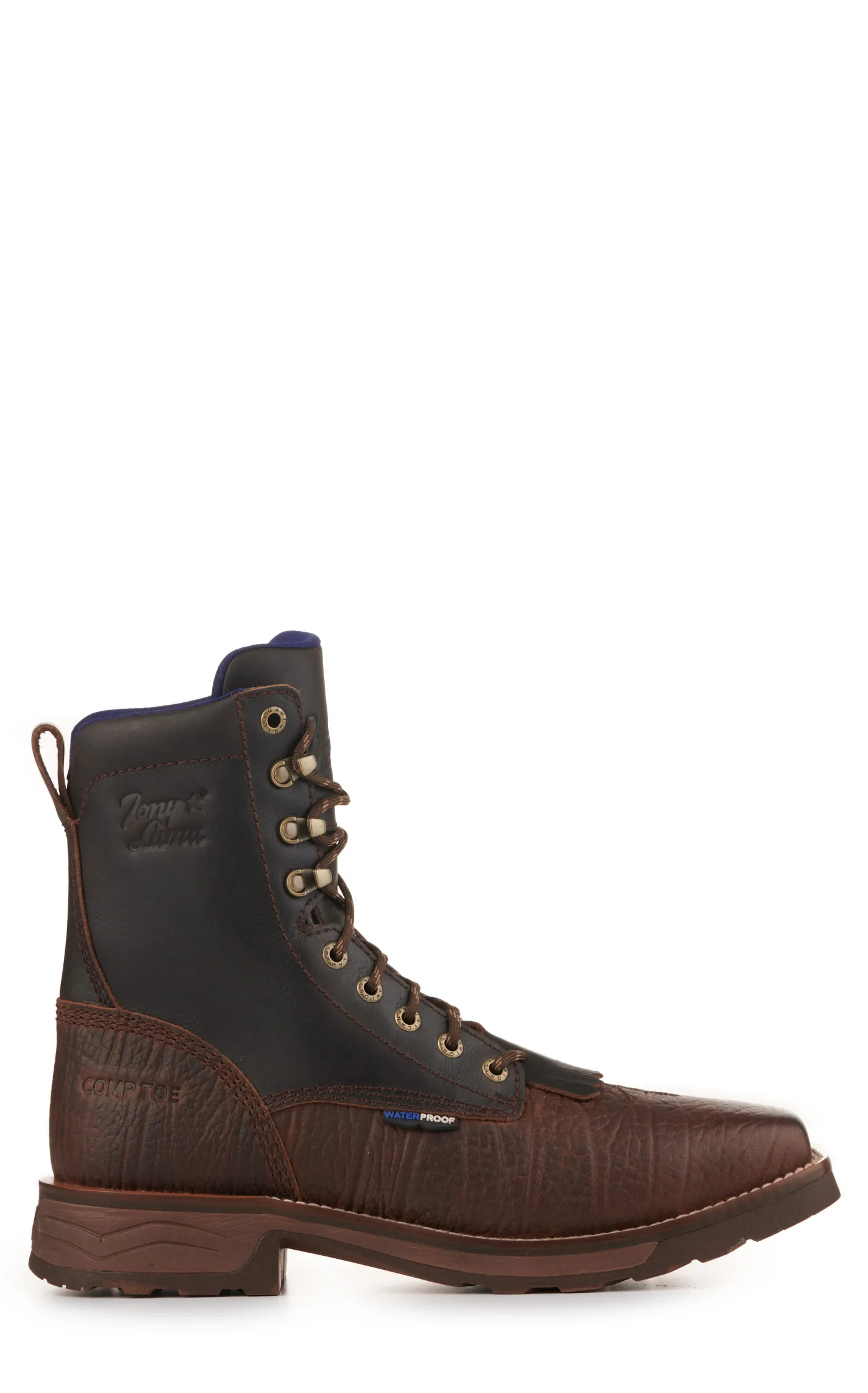 Tony Lama Men's High Range Dark Brown Waterproof Wide Square Composite Toe Work Boot