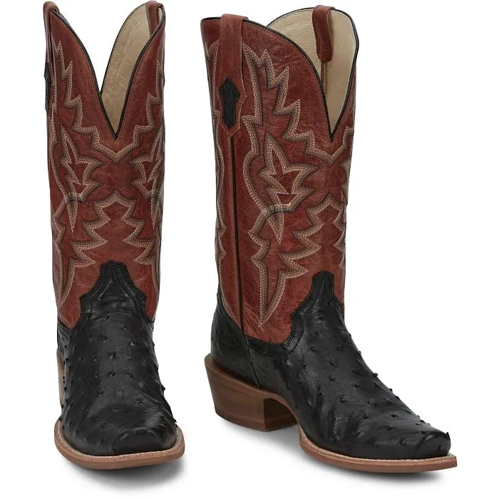 Tony Lama Men's Rylen Full Quill Ostrich Boot in Black