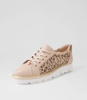 TOP END Elin Pale Rose Gold Leather Sneakers