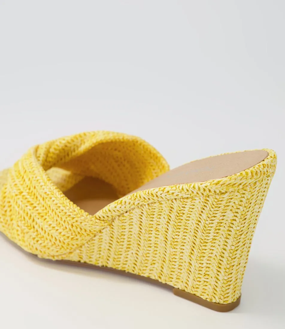 TOP END Katia Lemon Syn Raffia Mules