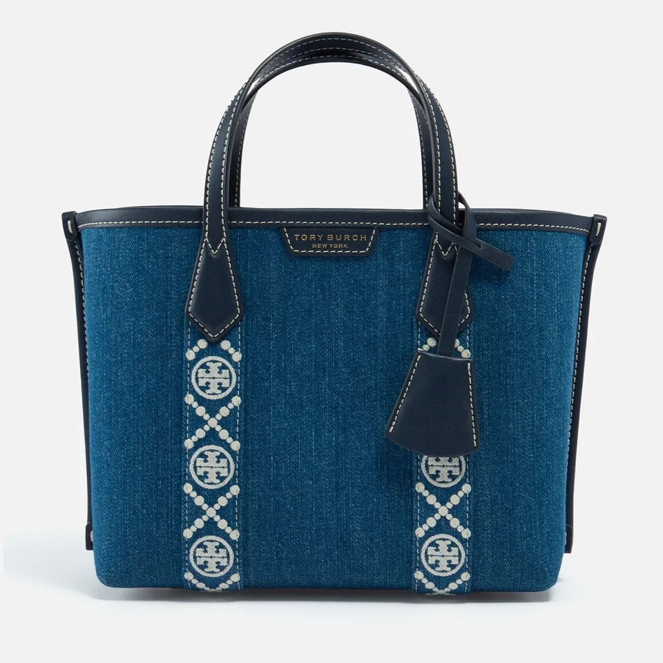 Tory Burch Perry Denim Triple-Compartment Small Tote Bag | Coggles