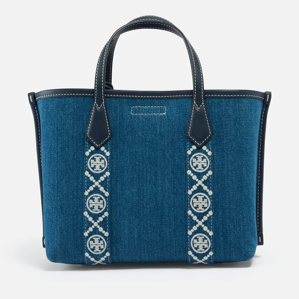 Tory Burch Perry Denim Triple-Compartment Small Tote Bag | Coggles