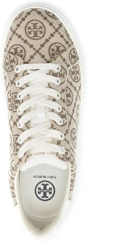 Tory Burch T-monogram lace-up sneakers Neutrals