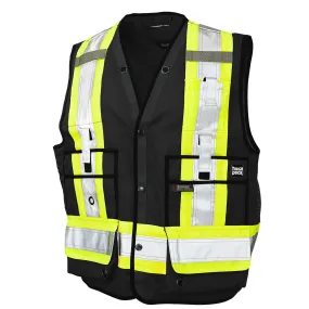 Tough Duck Class 1 Enhanced Vis Black Two-Tone X-Back Surveyor Safety Vest S313-BLK
