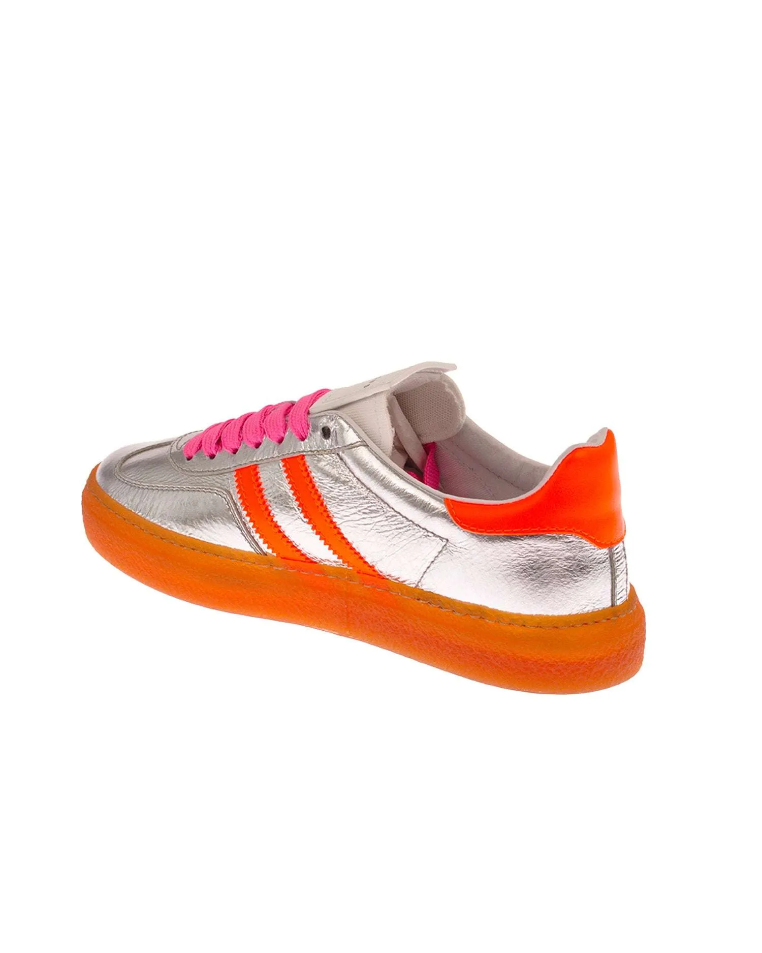 Tricolor sneakers with logo and side bands