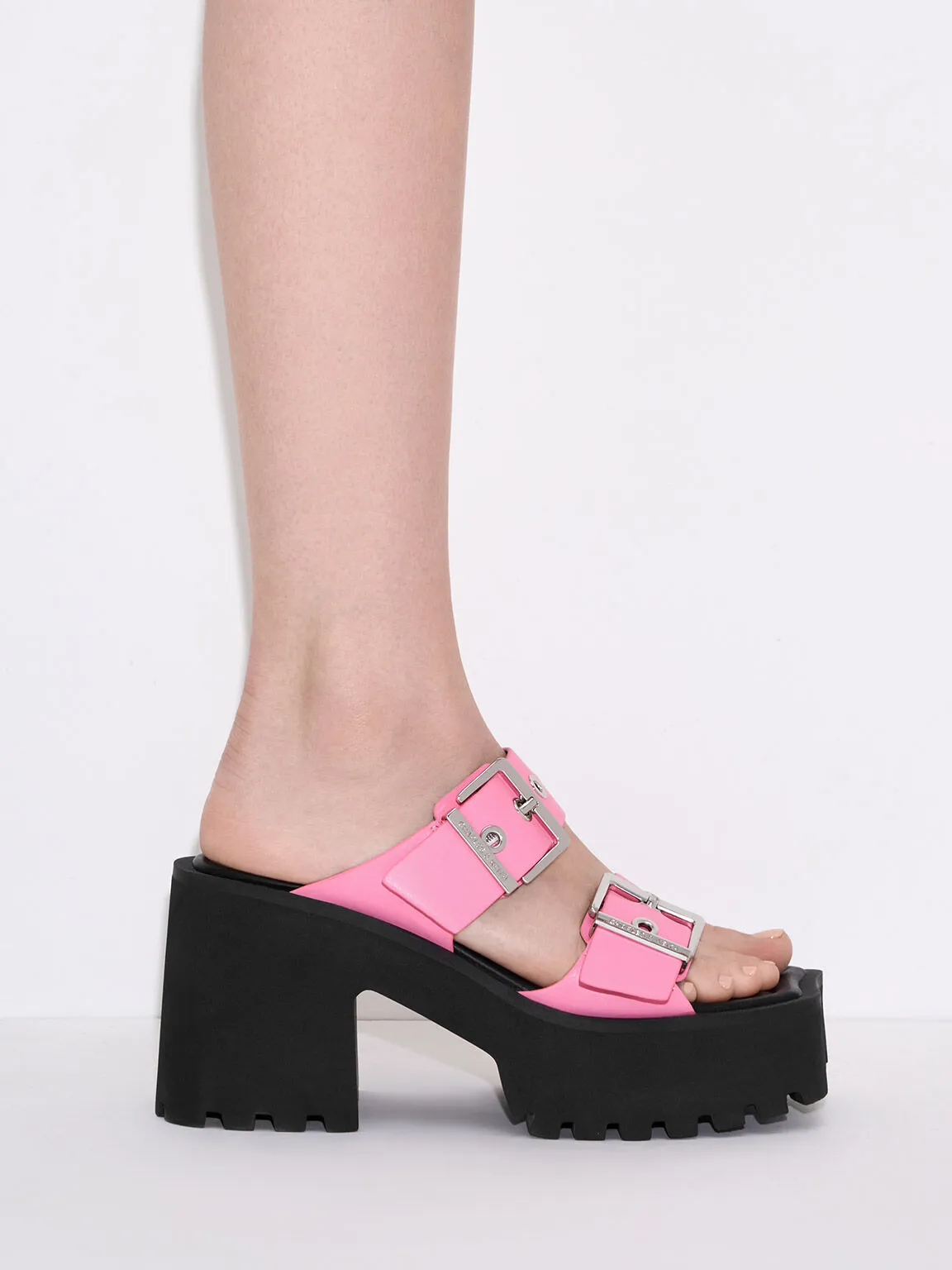 Trill Grommet Double-Strap Platform Mules - Pink