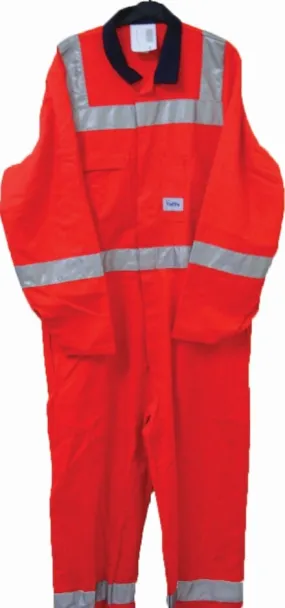 Tuffa Workwear Coverall with H-Pattern Reflective Tape - Long Sleeve - Flame-Resistant - Style S301 Indura Ultrasoft - Hi-Vis Or