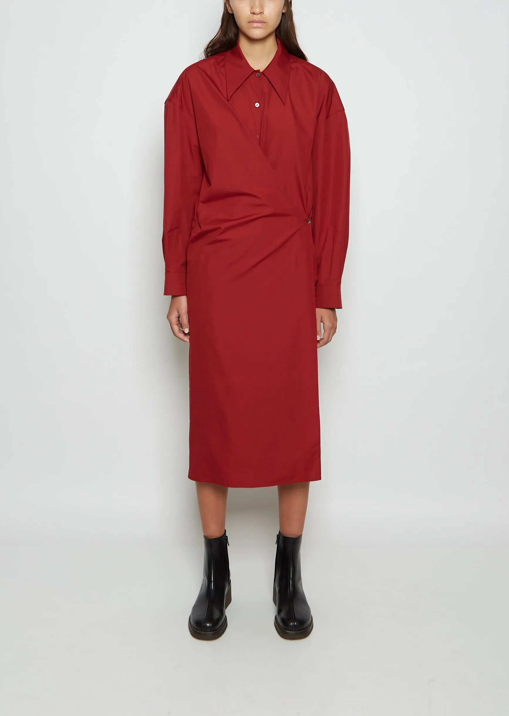 Twisted Poplin Dress