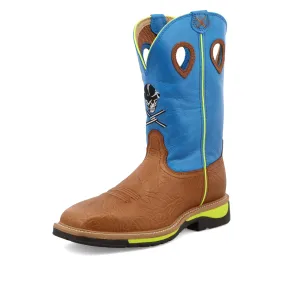 Twisted X Western Work Boot – Brown Oiled Shoulder & Neon Blue