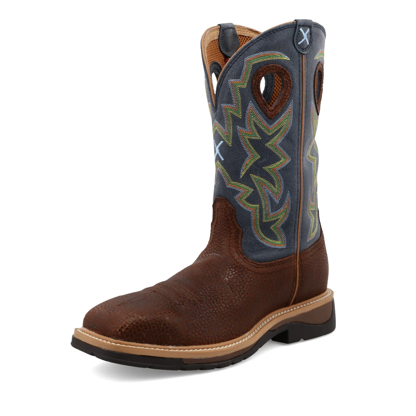Twisted X Western Work Boot – Peanut Distressed & Navy