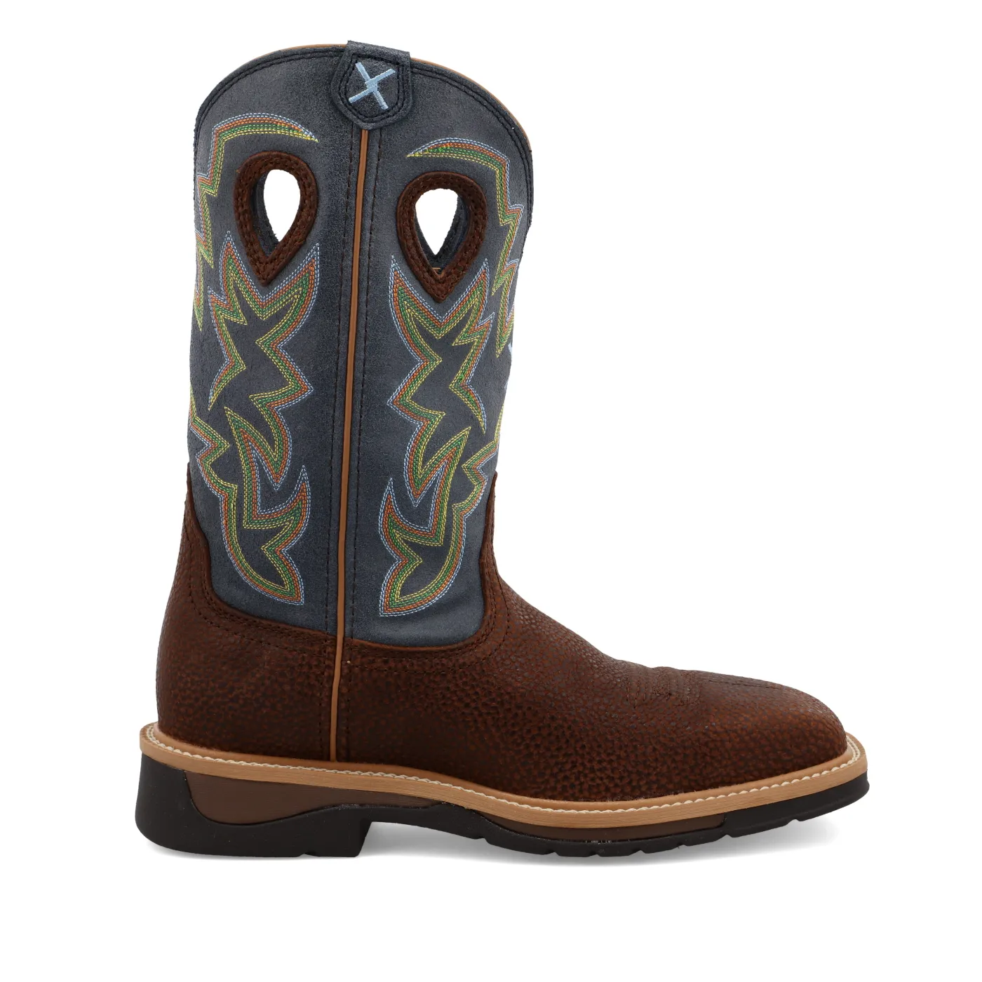 Twisted X Western Work Boot – Peanut Distressed & Navy