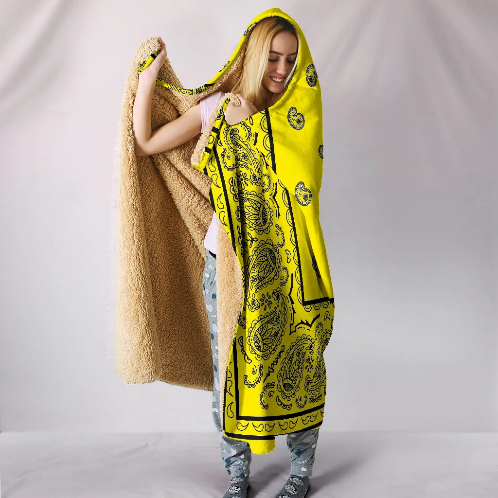 Ultimate Yellow and Black Hooded Bandana Blanket