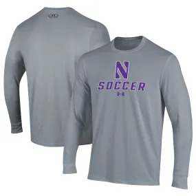Under Armour Northwestern Wildcats Gray Soccer Performance Long Sleeve T-Shirt