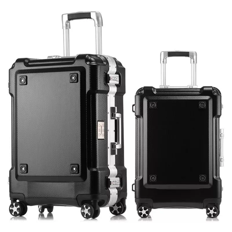 Unisex Thick Aluminum Alloy Rolling Luggage Password Larger Suitcase