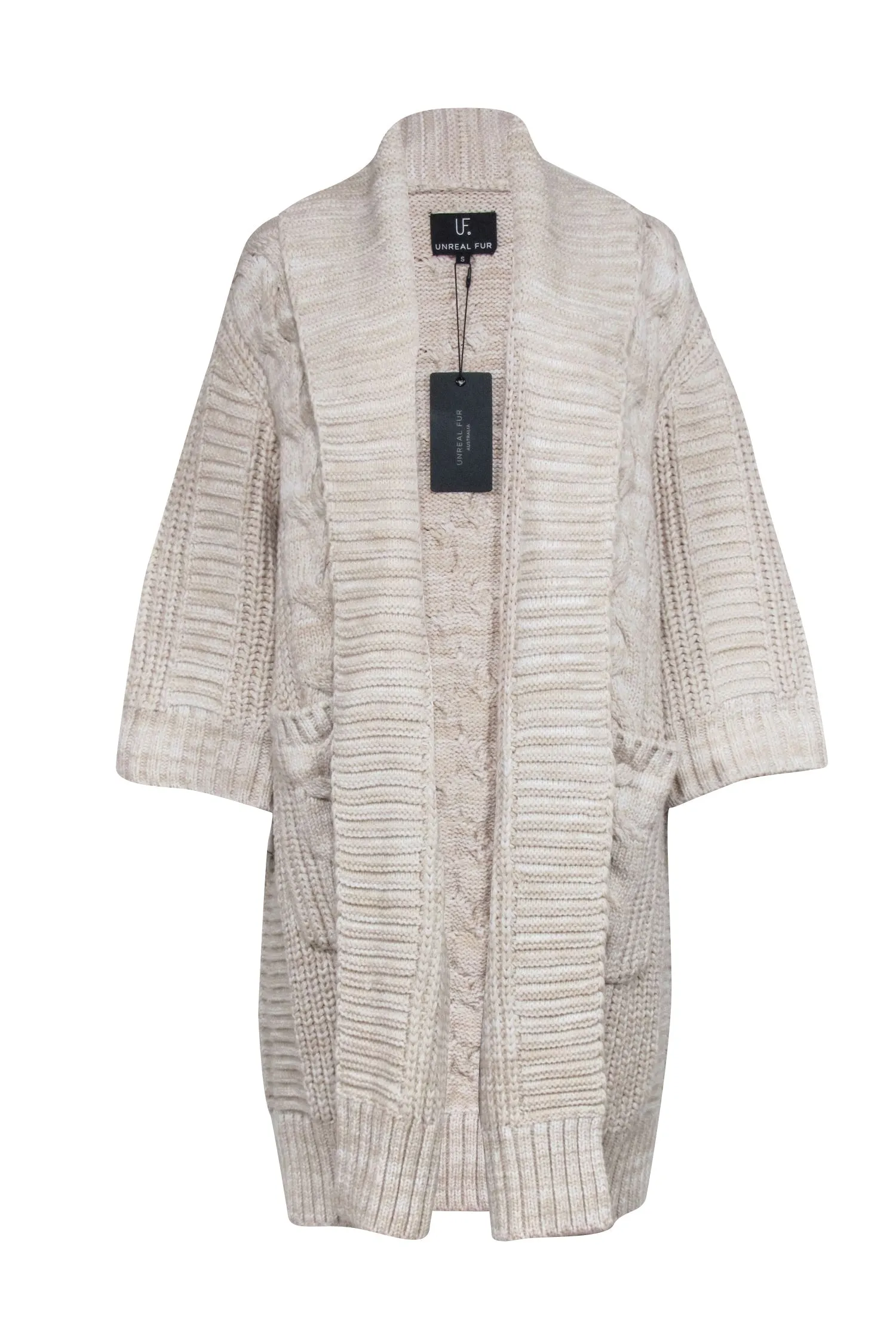 Unreal Fur - Cream Chunky Knit Cardigan Sz S