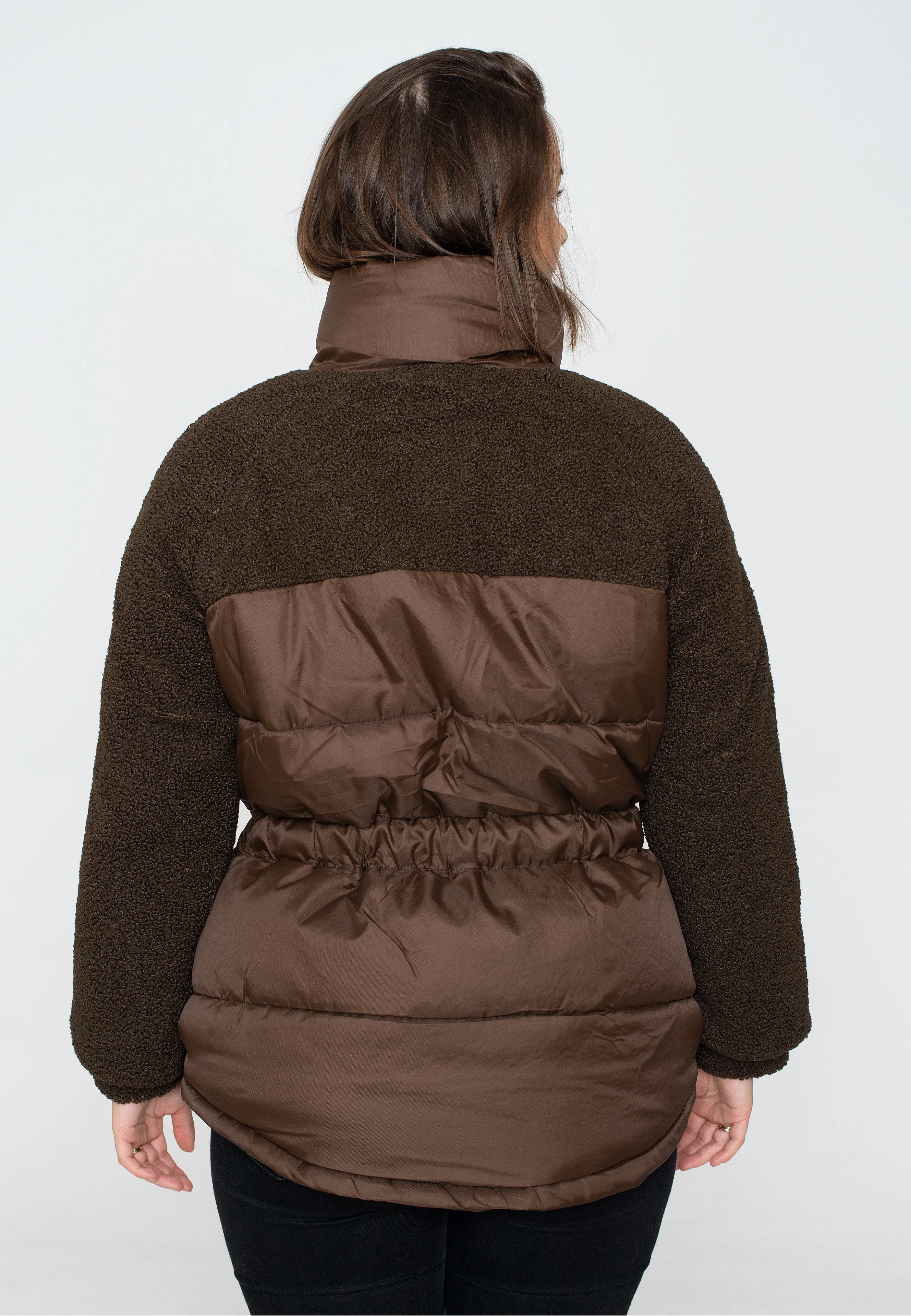 Urban Classics - Ladies Sherpa Mix Puffer Brown - Jacket