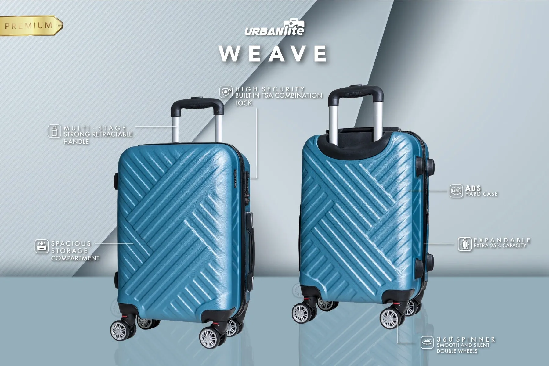 URBANlite WEAVE  20 / 24 / 28 360° 8-Wheel Spinner | TSA Lock I Expandable |Hard Case Luggage
