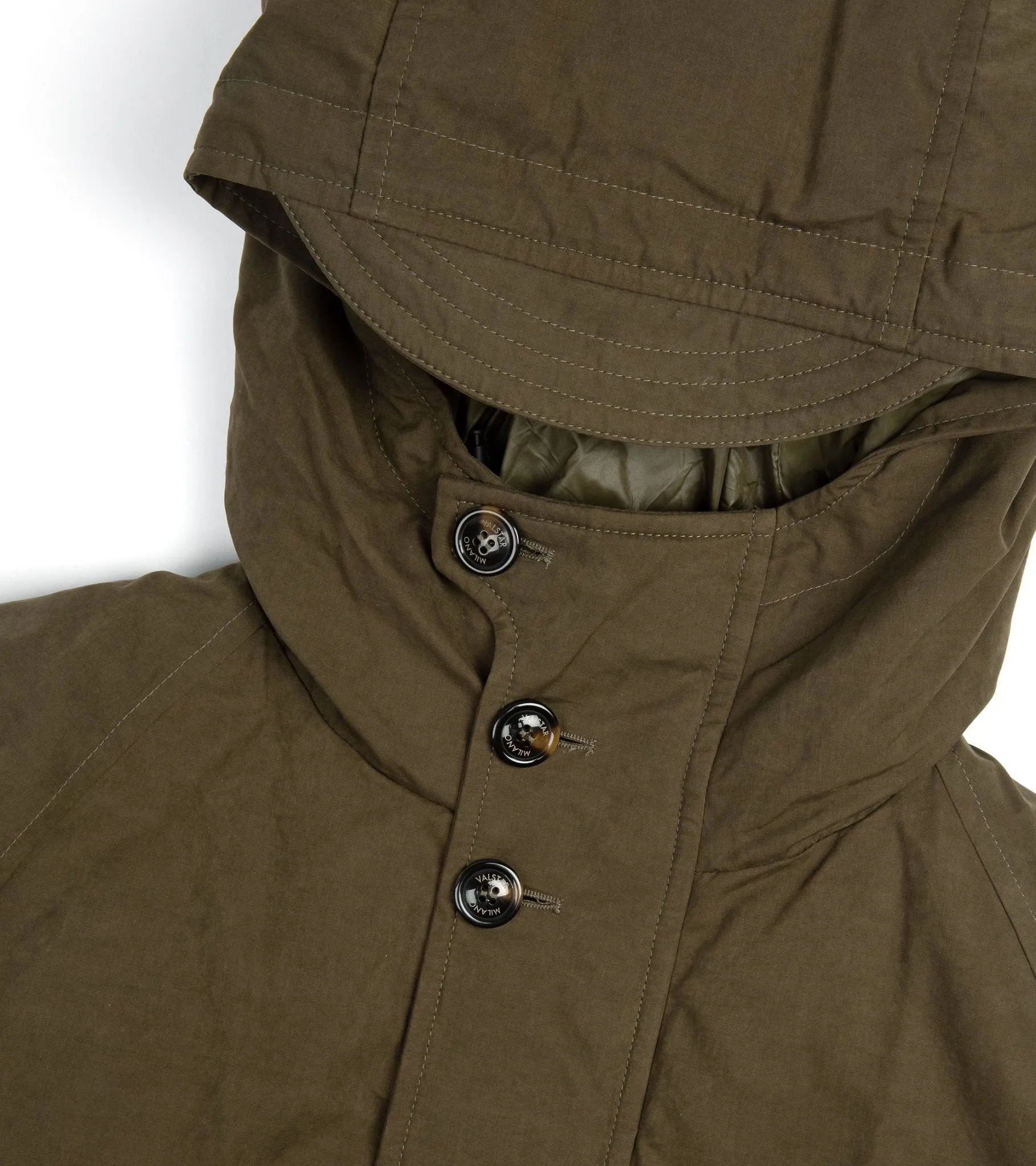 Valstar Waxed Cotton Goose Down Hooded Jacket: Green
