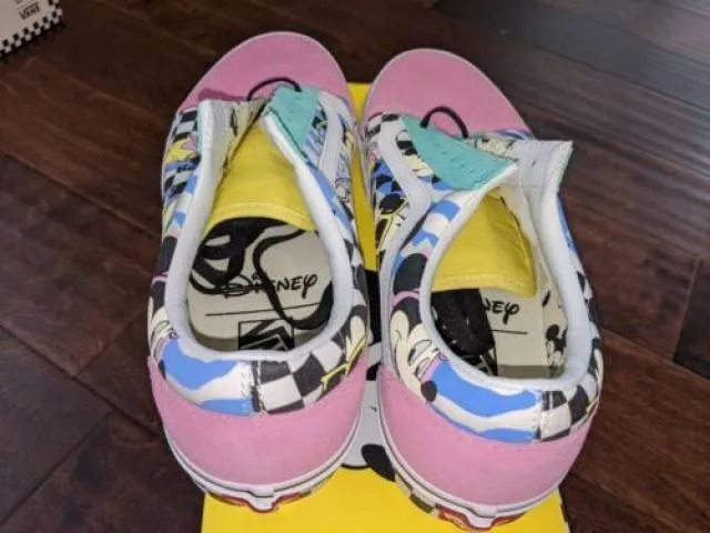 Vans x Disney Old Skool 80s Mickey Pink Teal Checkerboar...