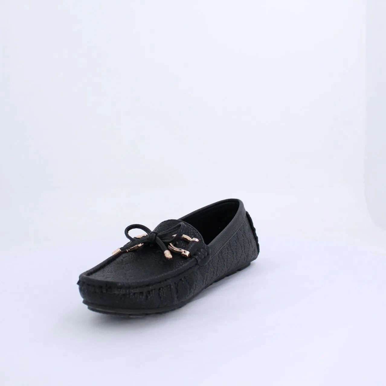 VARDA EMBOSSED LOAFERS & MOCCASINS FLATS-BLACK