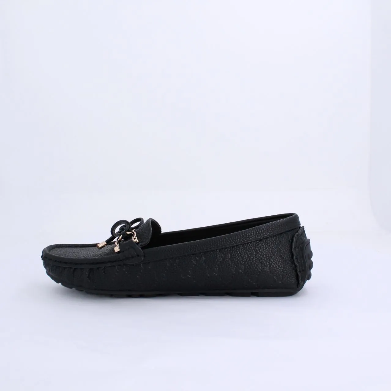 VARDA EMBOSSED LOAFERS & MOCCASINS FLATS-BLACK