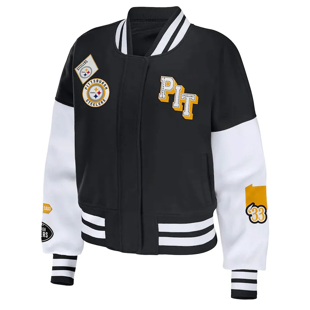 Varsity Pittsburgh Steelers Erin Andrews Black and White Jacket