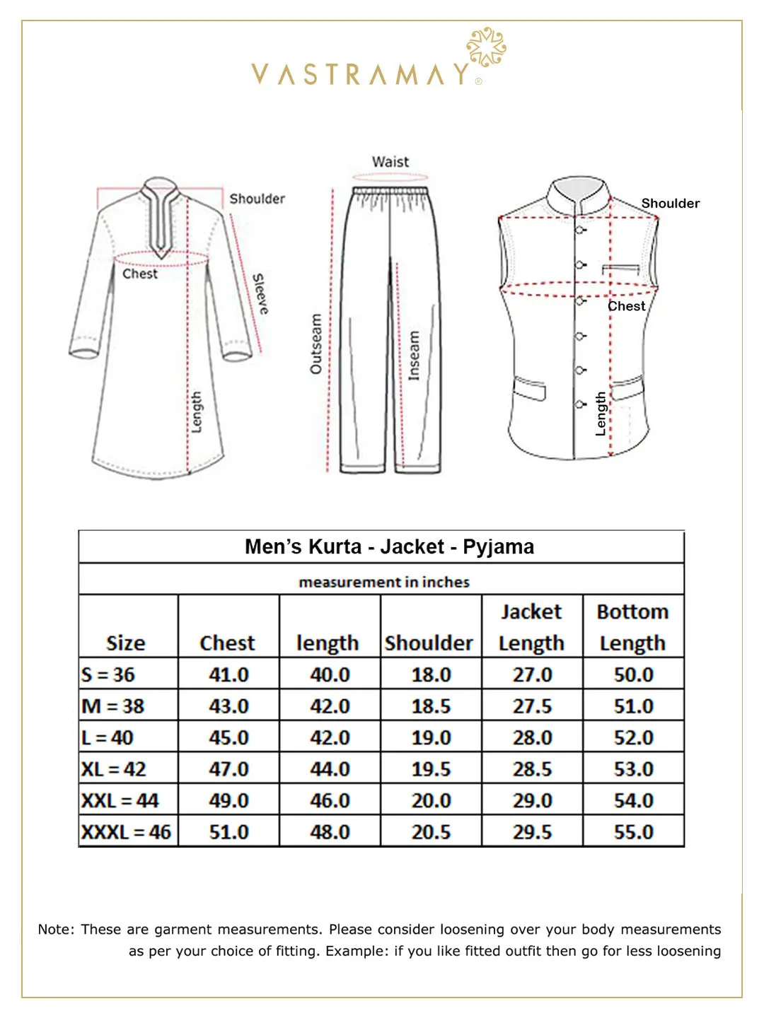 VASTRAMAY Men's White Cotton Kurta, Blue Ethnic Jacket and Pyjama Set