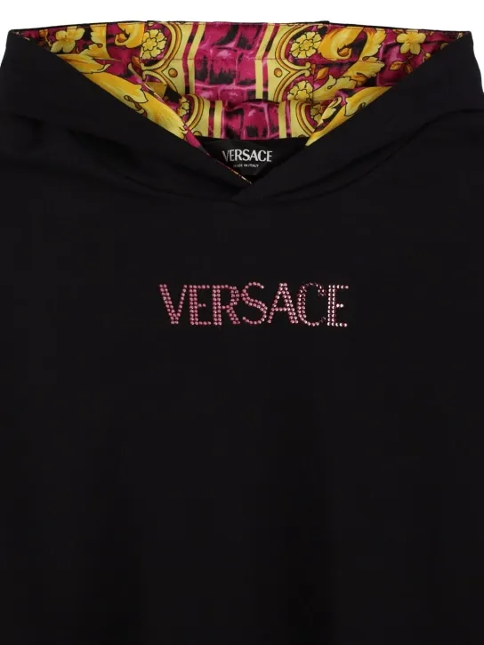 Versace   Hooded cotton & twill dress w/logo 