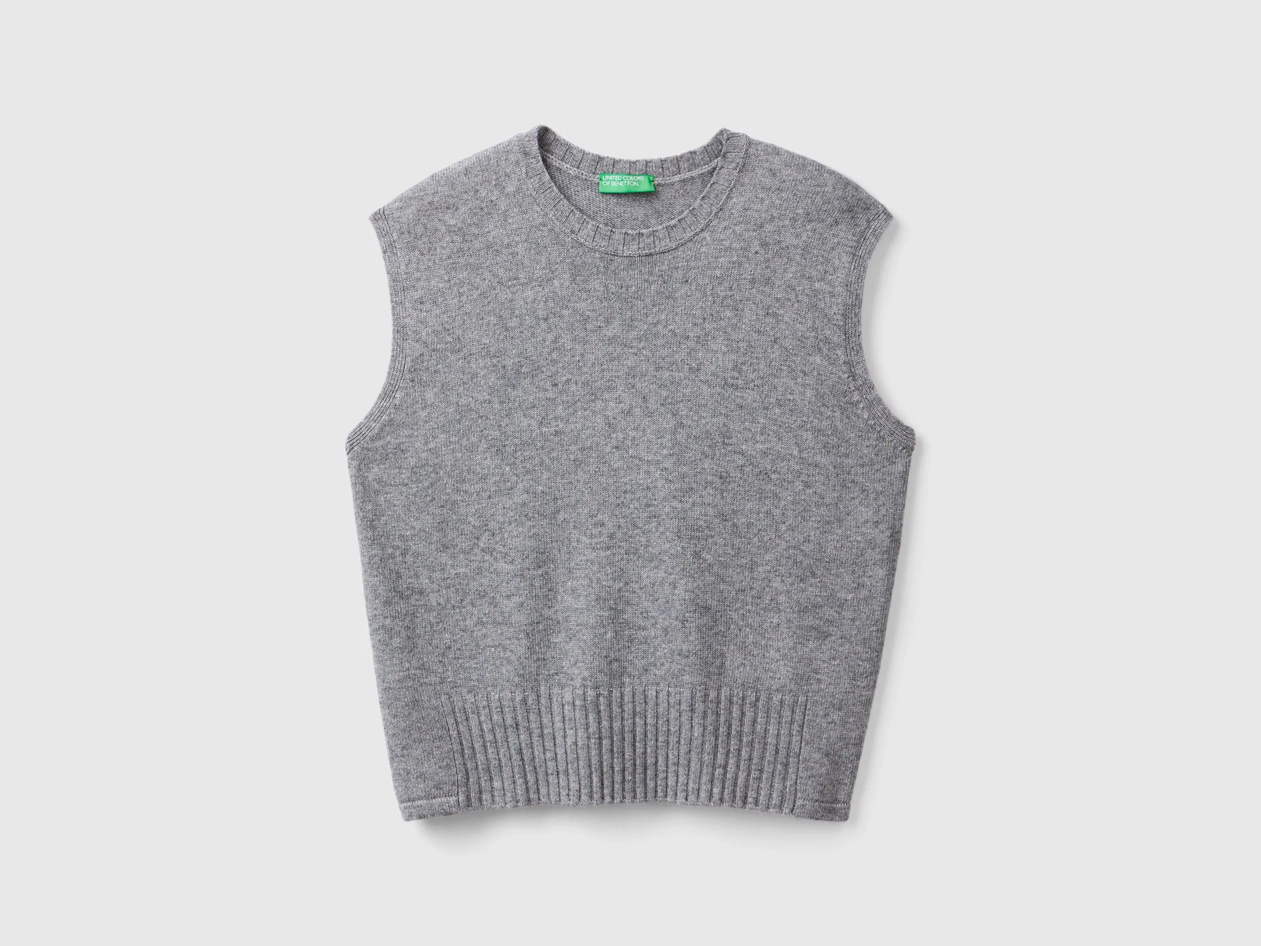 Vest in wool and viscose blend - Gray | Benetton