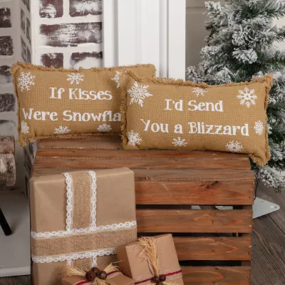 VHC Brands If Kisses Were Snowflakes 7x13 Lumbar Pillow