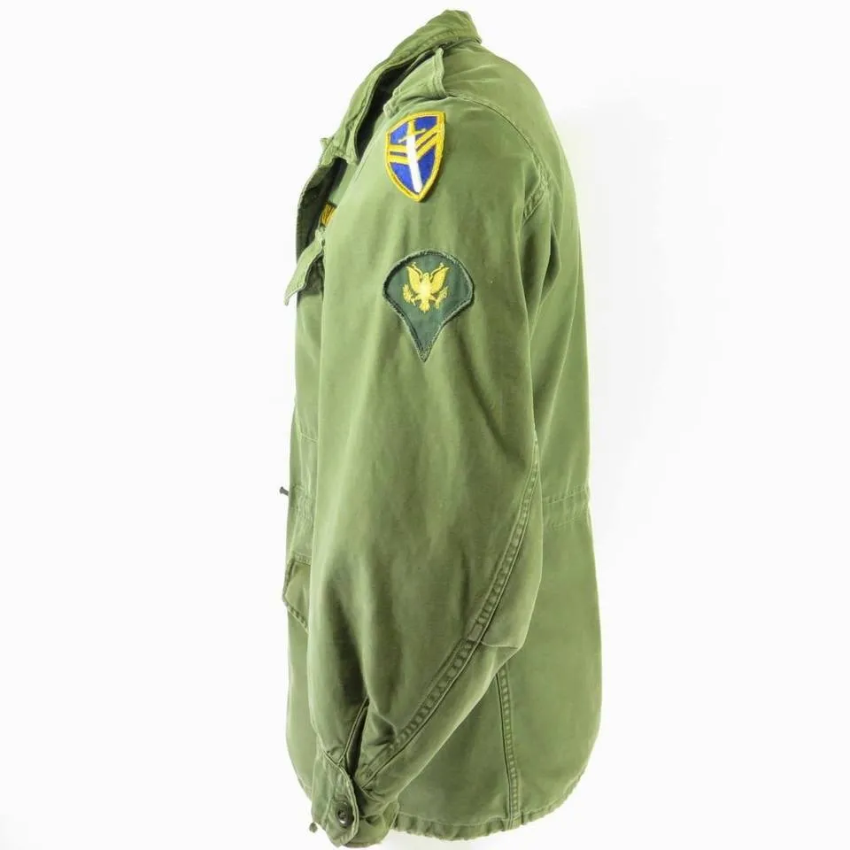 Vintage 50s M-1951 Field Jacket Mens S Patches Army Military Korea War