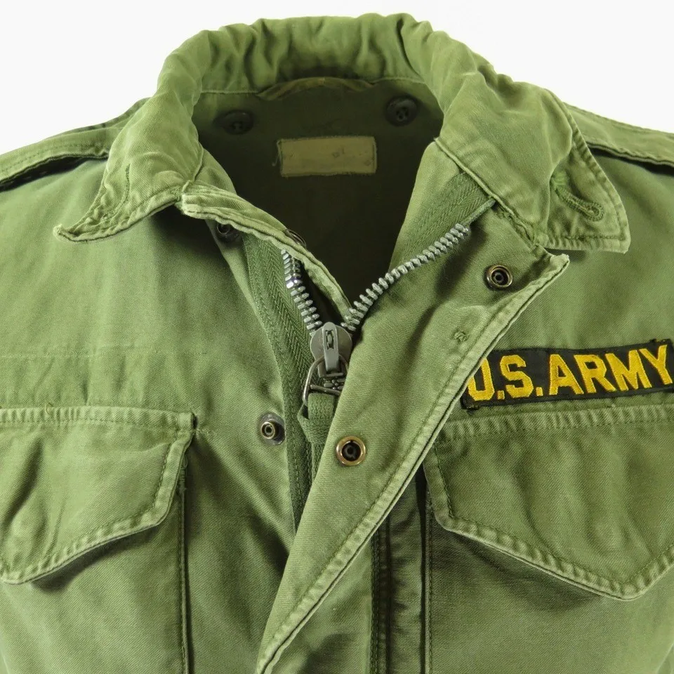 Vintage 50s M-1951 Field Jacket Mens S Patches Army Military Korea War