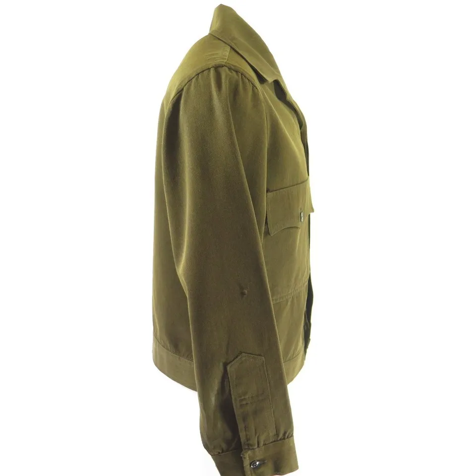 Vintage 50s Work Chore Jacket Mens M Gabardine Wool Caleb V Smith Brown USA